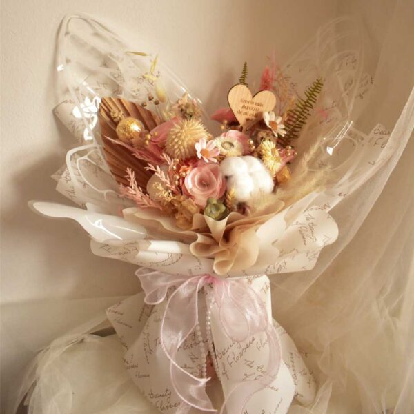 Fly dried pink bouquet - Imagen 3